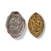 Face of Silver-Gilt seal matrix (rhs) alongside mould of seal when pressed into wax