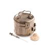 Aluminium sterilising drum with syringe and cotton swab 