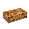 Wooden box made from differently woods of Jamaican trees and presented in 1838 to William Knibb