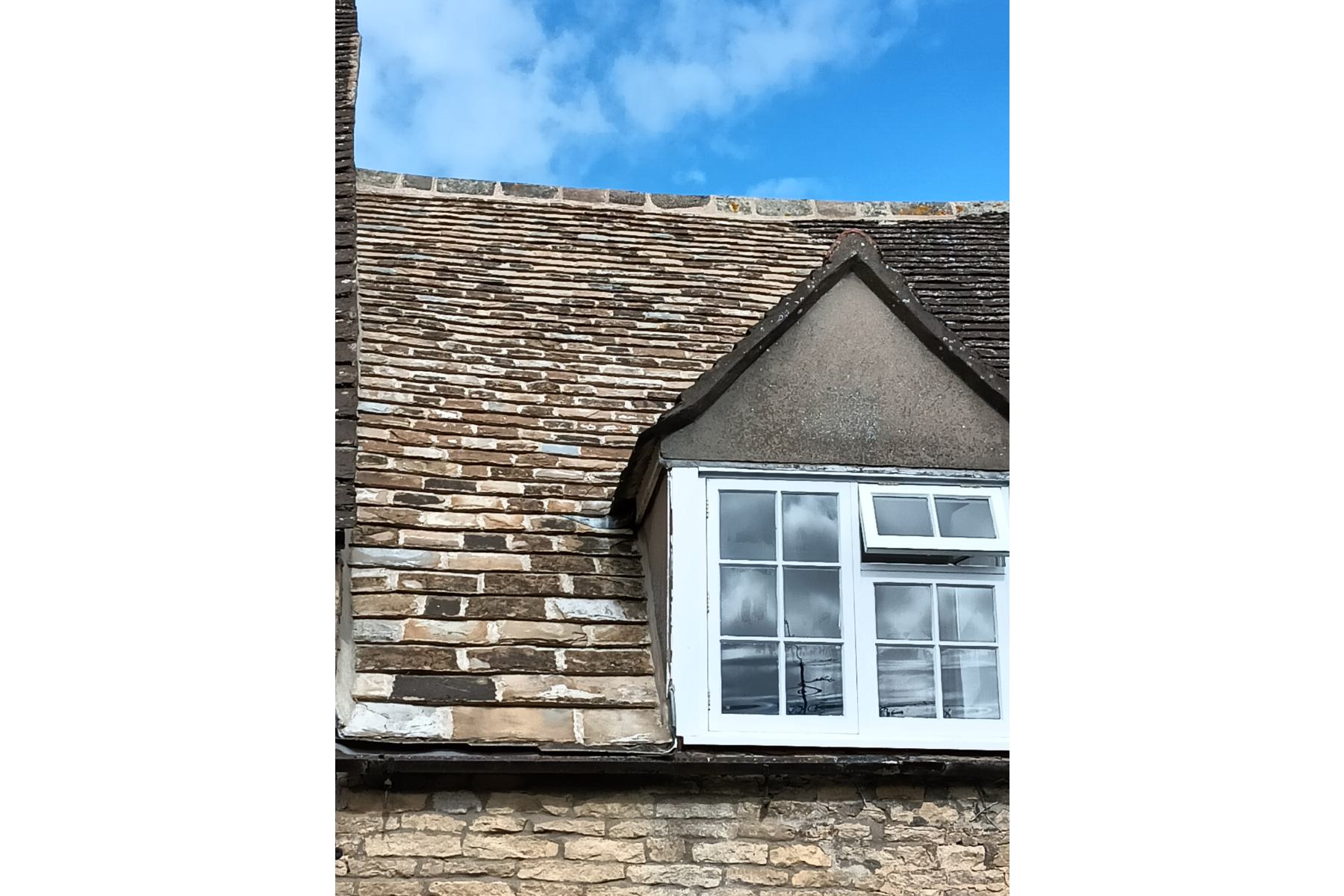 Collyeston slate roof in village of Collyweston