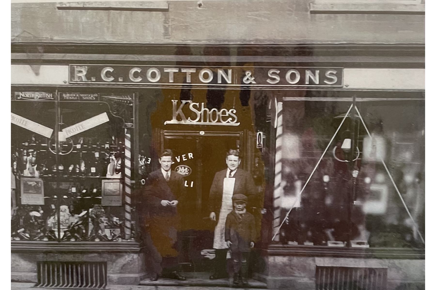 Front of R.C. Cotton and Sons shoe manufactuers and retailers, Oundle