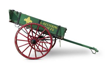 Painted wooden scout trek cart used by the 1st kettering Scout Group 