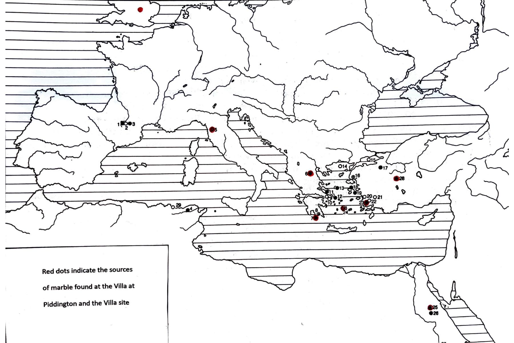 map showing origin of marble pieces