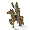 Solid Roman bronze horse and rider statuette, possibly a votive offering.