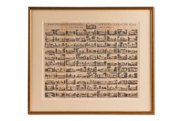 Early 19th century print depicting houses and stately homes in Northamptonshire