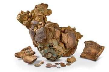 Roman coin hoard buried in Wootton Fields, Northampton.