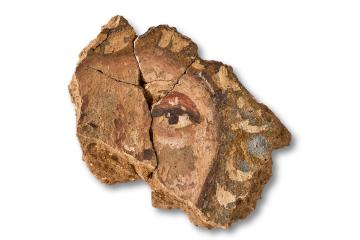 Painted wall plaster from Roman villa bath house.